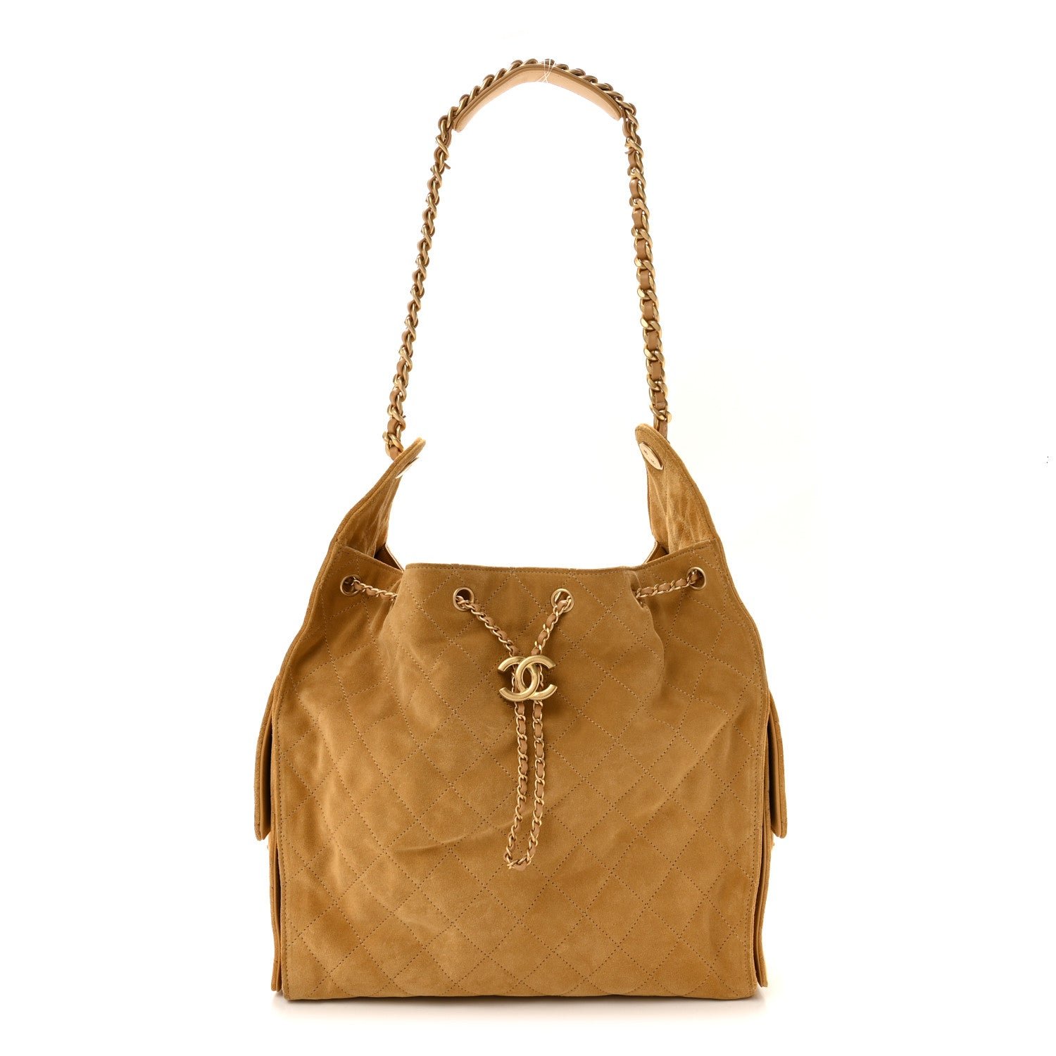 Chanel Suede Quilted Medium Chanel 25 Handbag Beige