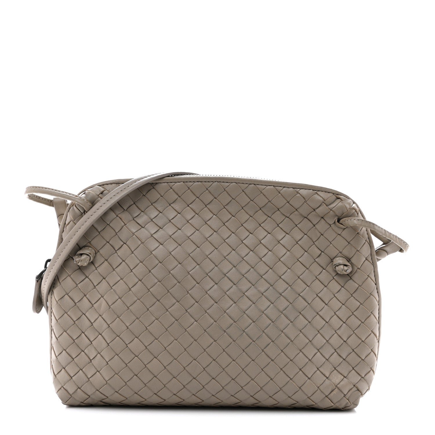 Bottega Veneta Nappa Intrecciato Nodini Crossbody Messenger Steel