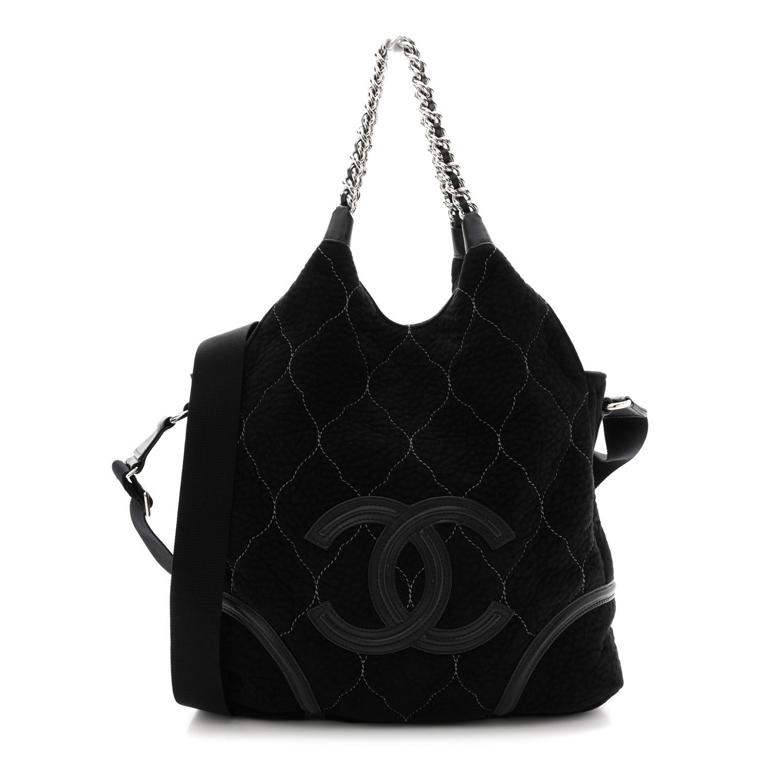 Chanel Microsuede Quilted Rodeo Drive Hobo Black