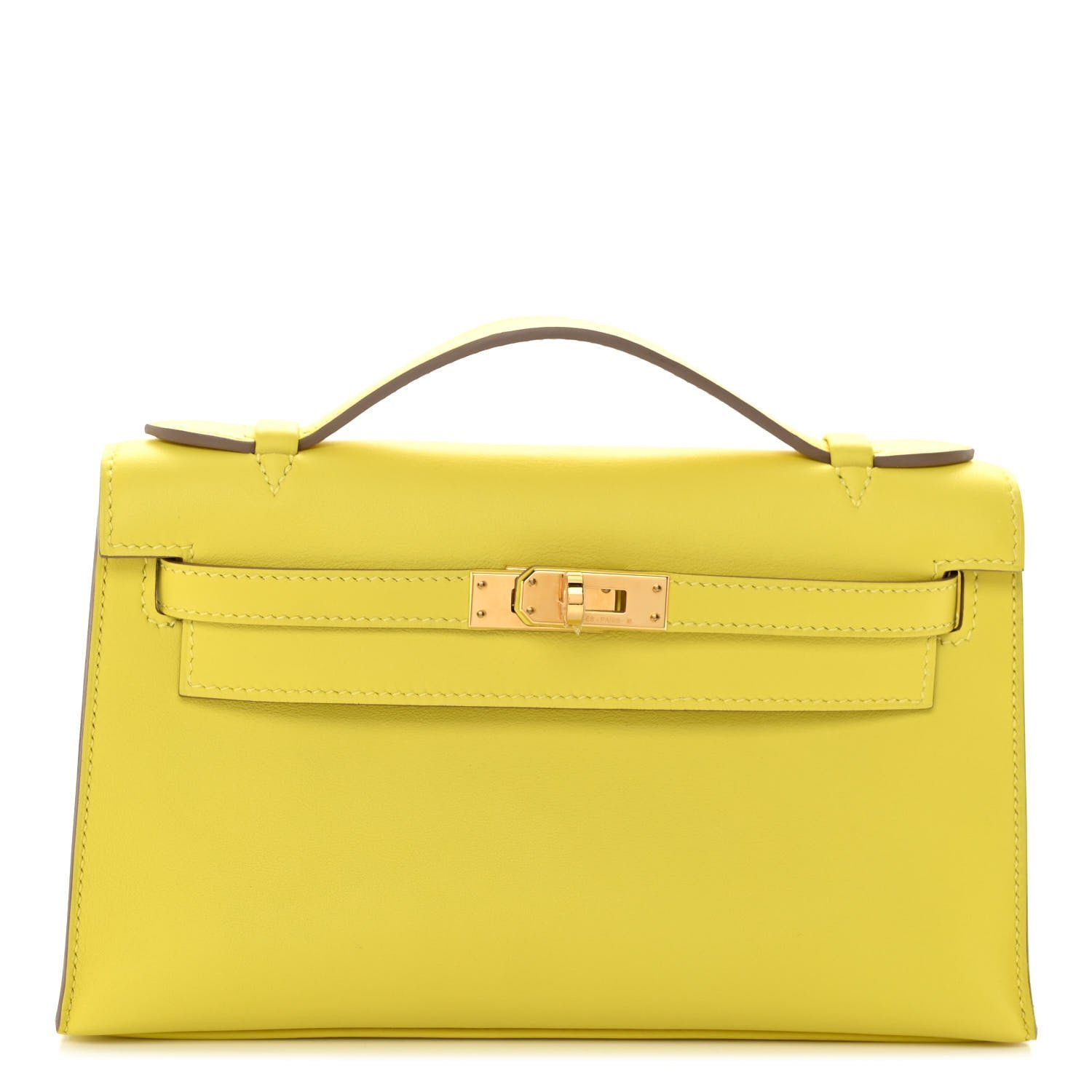 Hermes Swift Kelly Pochette Clutch Lime