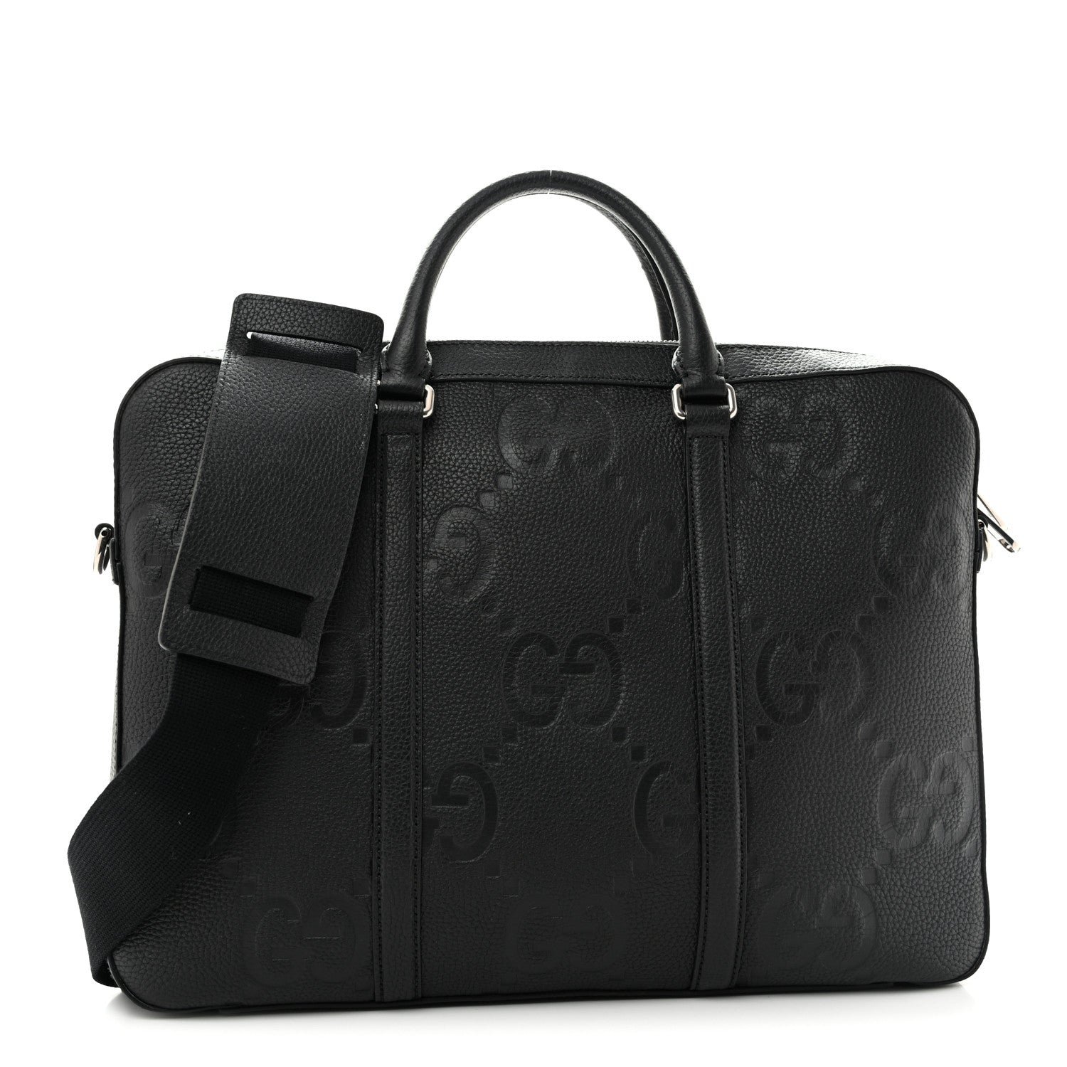 Gucci Piuma Calfskin Jumbo GG Embossed Briefcase Black