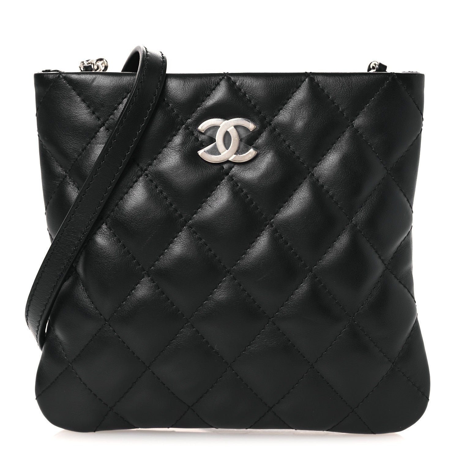Chanel Lambskin Quilted Uniform Crossbody Bag Black