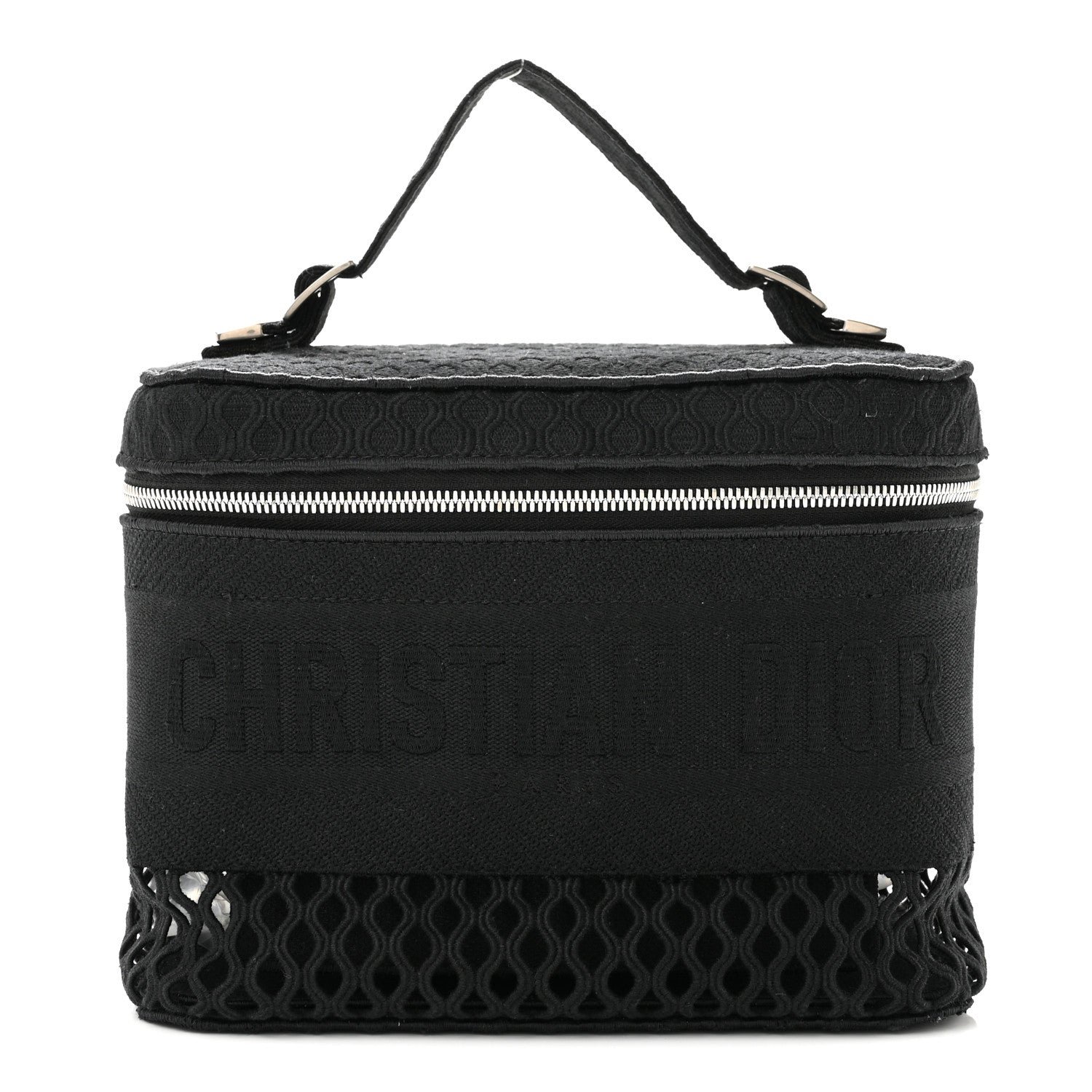 Christian Dior Mesh Embroidered Diortravel Vanity Case Black