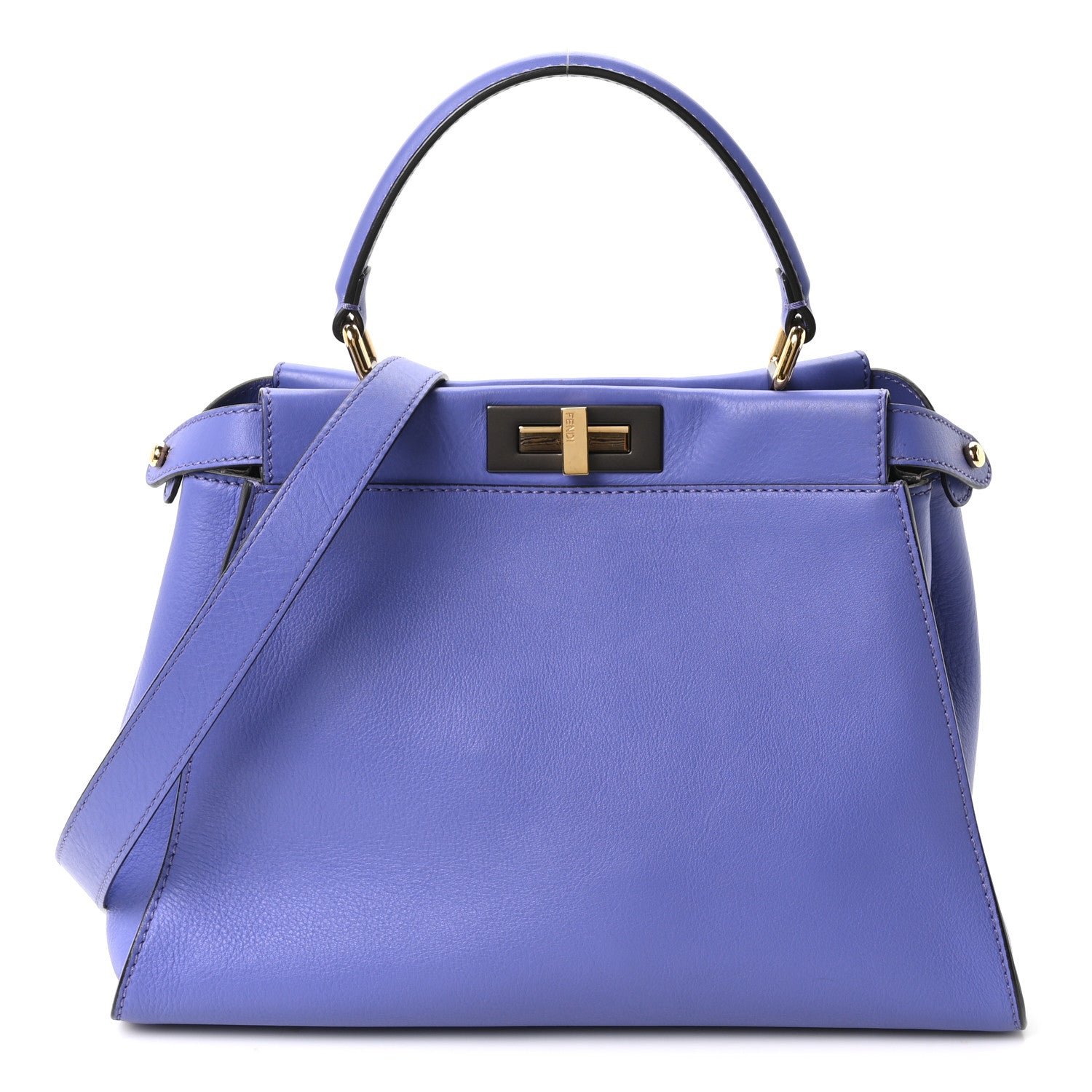 Fendi Vitello Seta Medium Peekaboo Iconic Satchel Viola Cassis