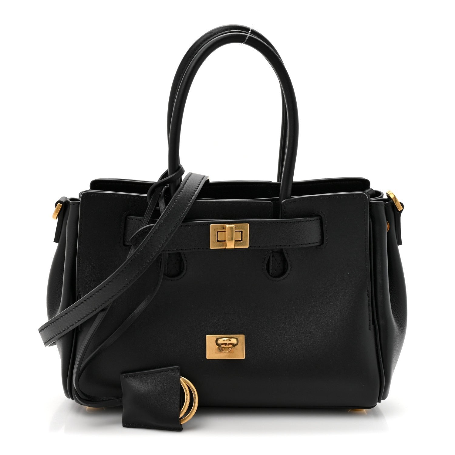 Balenciaga Smooth Calfskin Mini Bel Air Carry All Bag Black