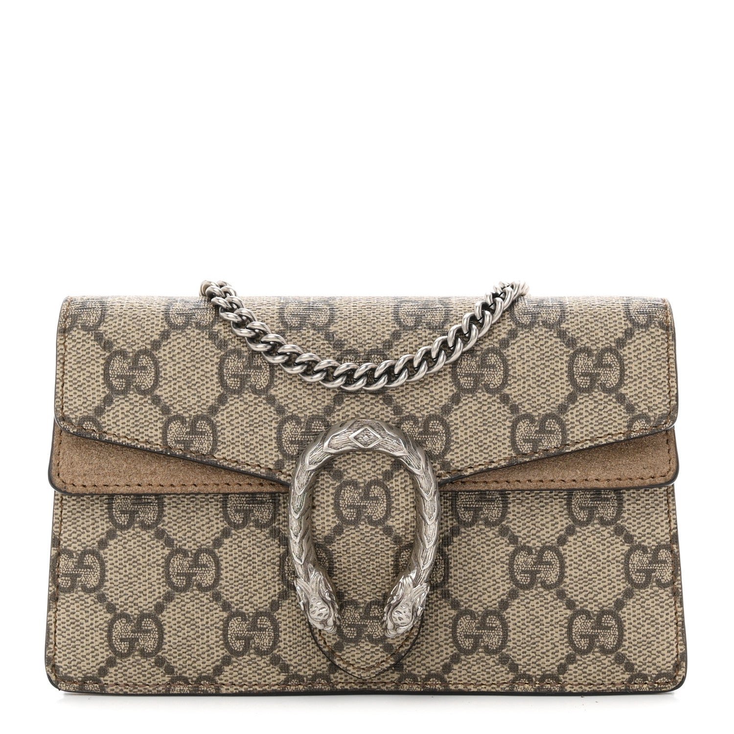 Gucci GG Supreme Monogram Super Mini Dionysus Shoulder Bag Taupe