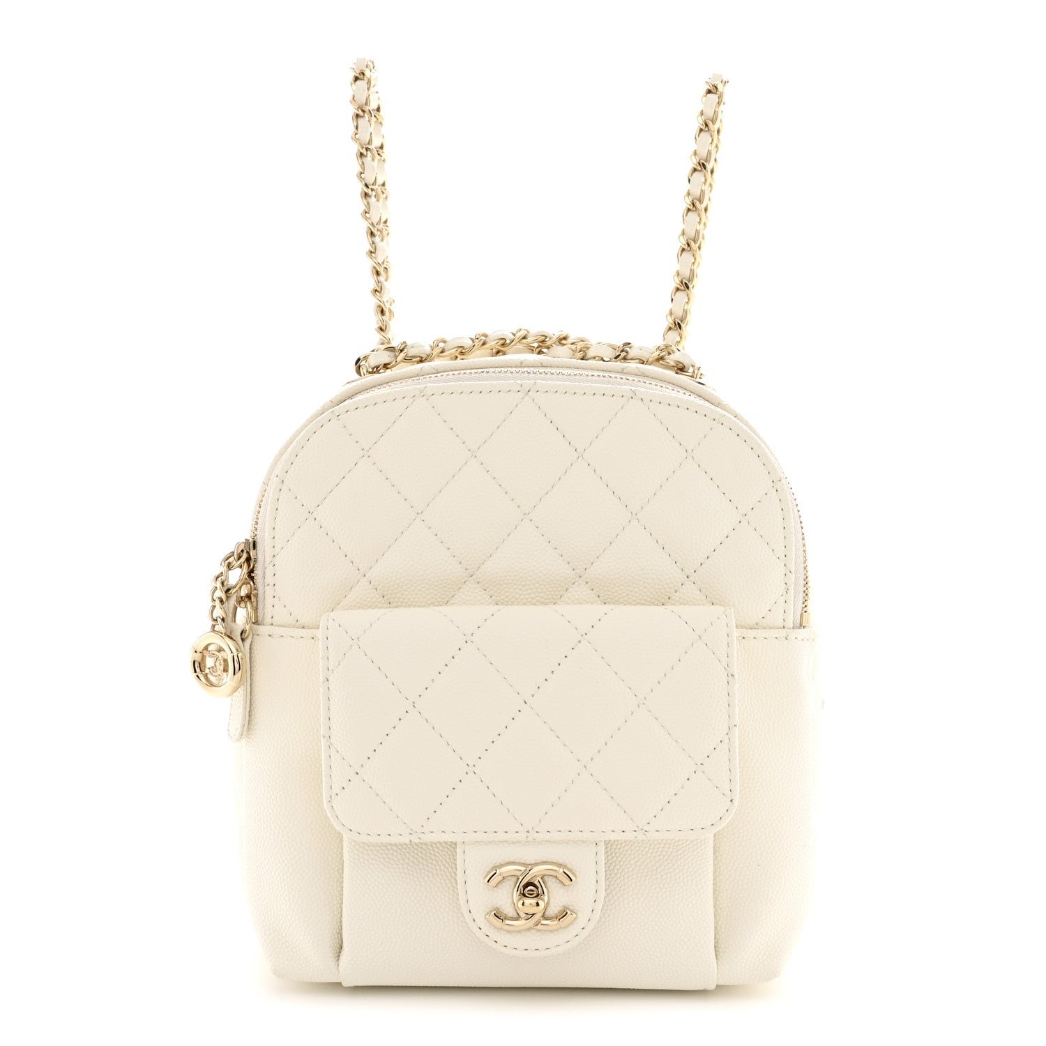 Chanel Caviar Quilted Small CC Day Backpack White