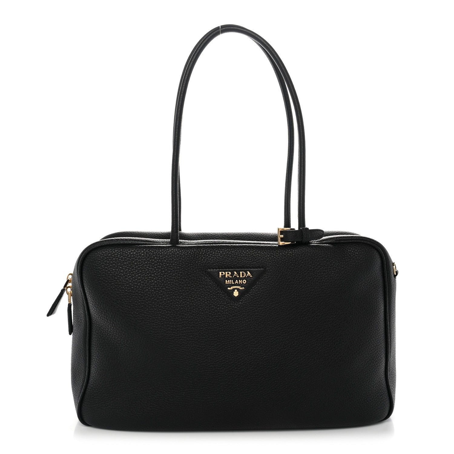 Prada Vitello Daino Large Top Handle Bag Black