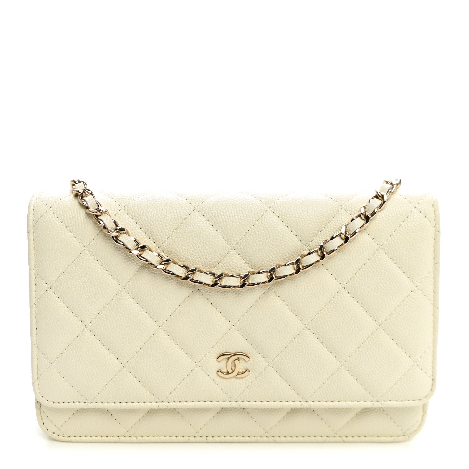 Chanel Caviar Quilted Wallet on Chain WOC White