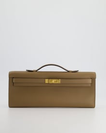 Hermes *HOT COLOUR* Hermès Kelly Cut Bag in Beige de Weimar Swift Leather with Gold Hardware