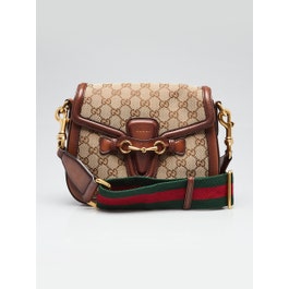 Gucci Beige/Brown GG Canvas and Leather Lady Web Shoulder Bag