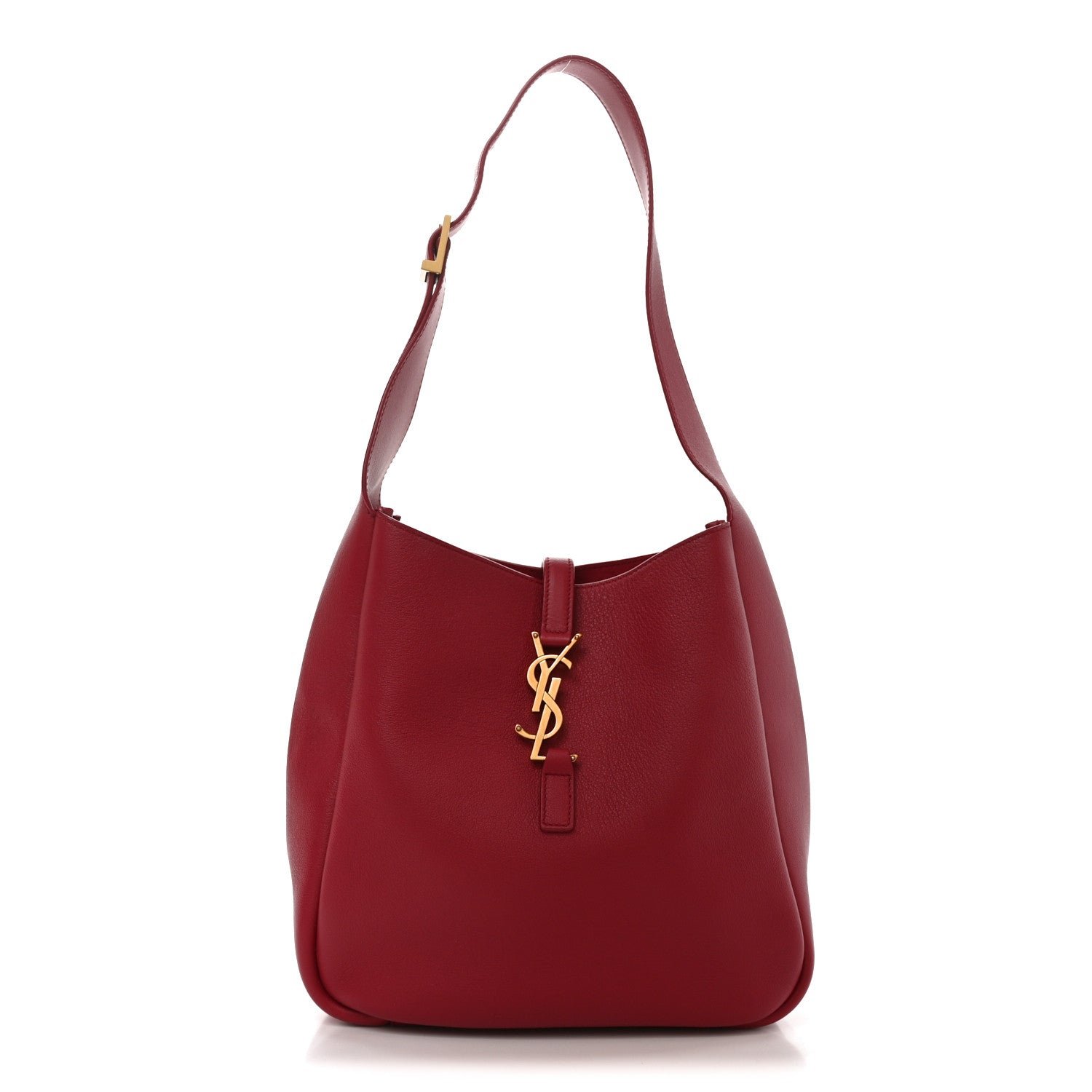 Saint Laurent Smooth Calfskin Small Le 5 A 7 Soft Hobo Cherry Jam