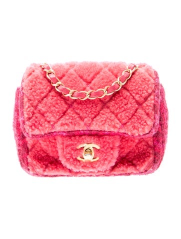 Classic Shearling Tweed Mini Square Flap Bag
