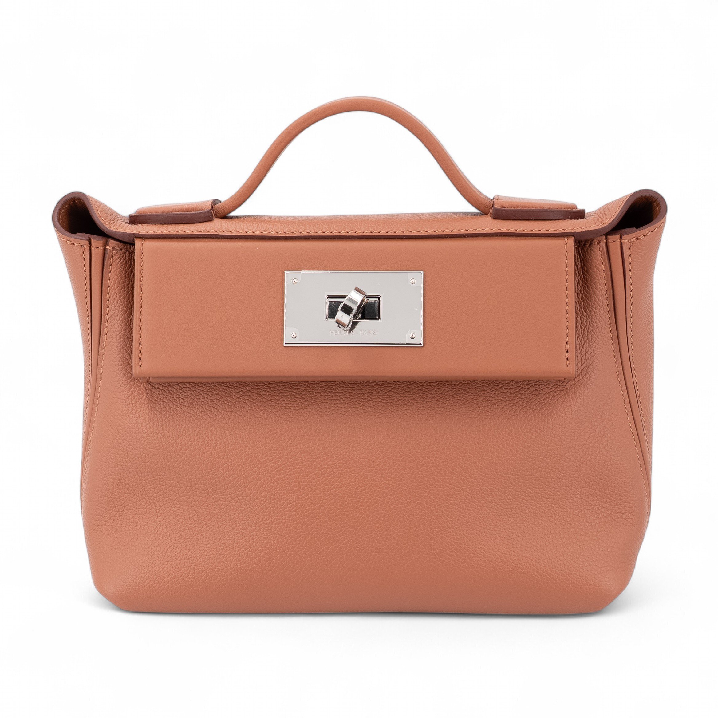 Hermes Brand New ( Rank N ) HERMÈS 24/24 - 21 mini Gold (37) Evercolor Swift Palladium hardware K (2025)