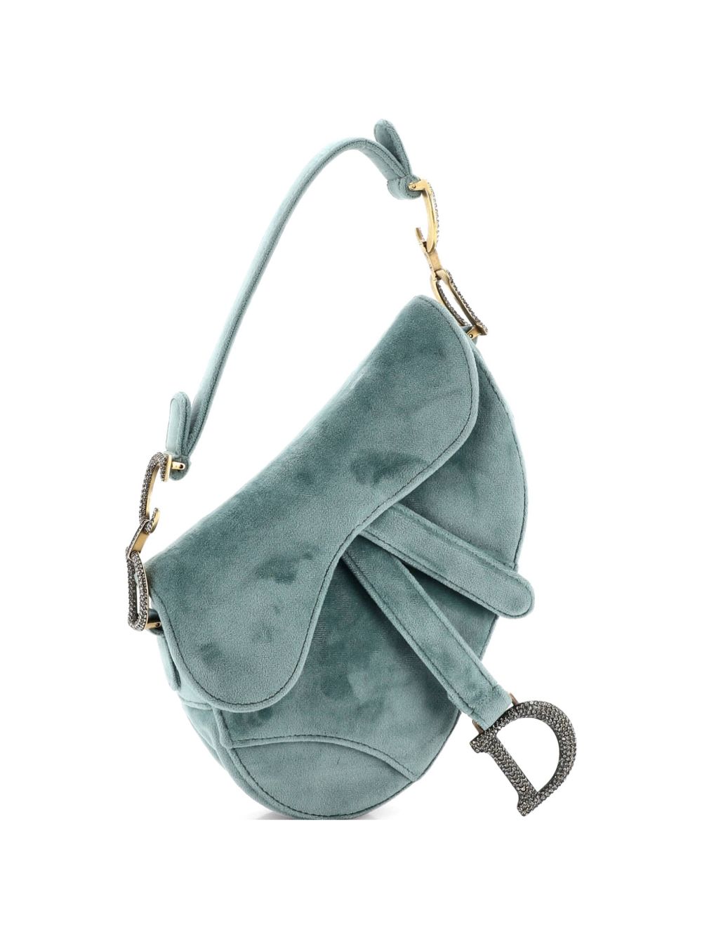 Saddle Handbag Velvet with Crystals Mini shoulder bag