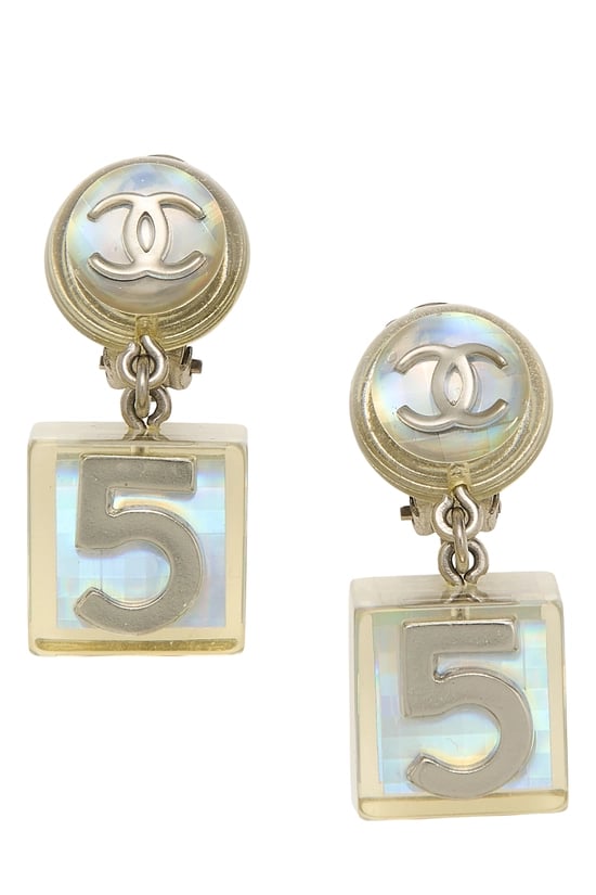 Clear Acrylic No. 5 Cube Earrings