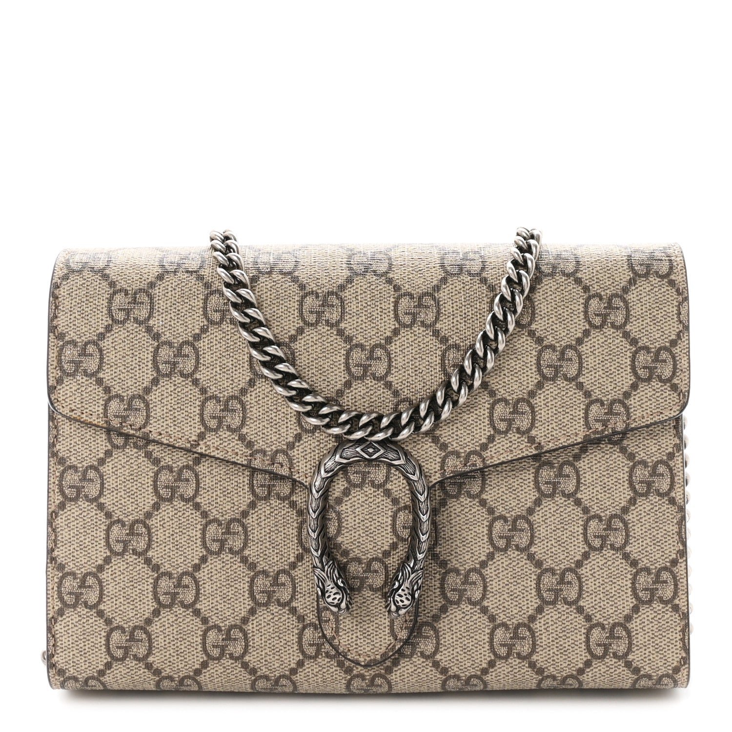 Gucci GG Supreme Monogram Mini Dionysus Chain Wallet Beige Taupe