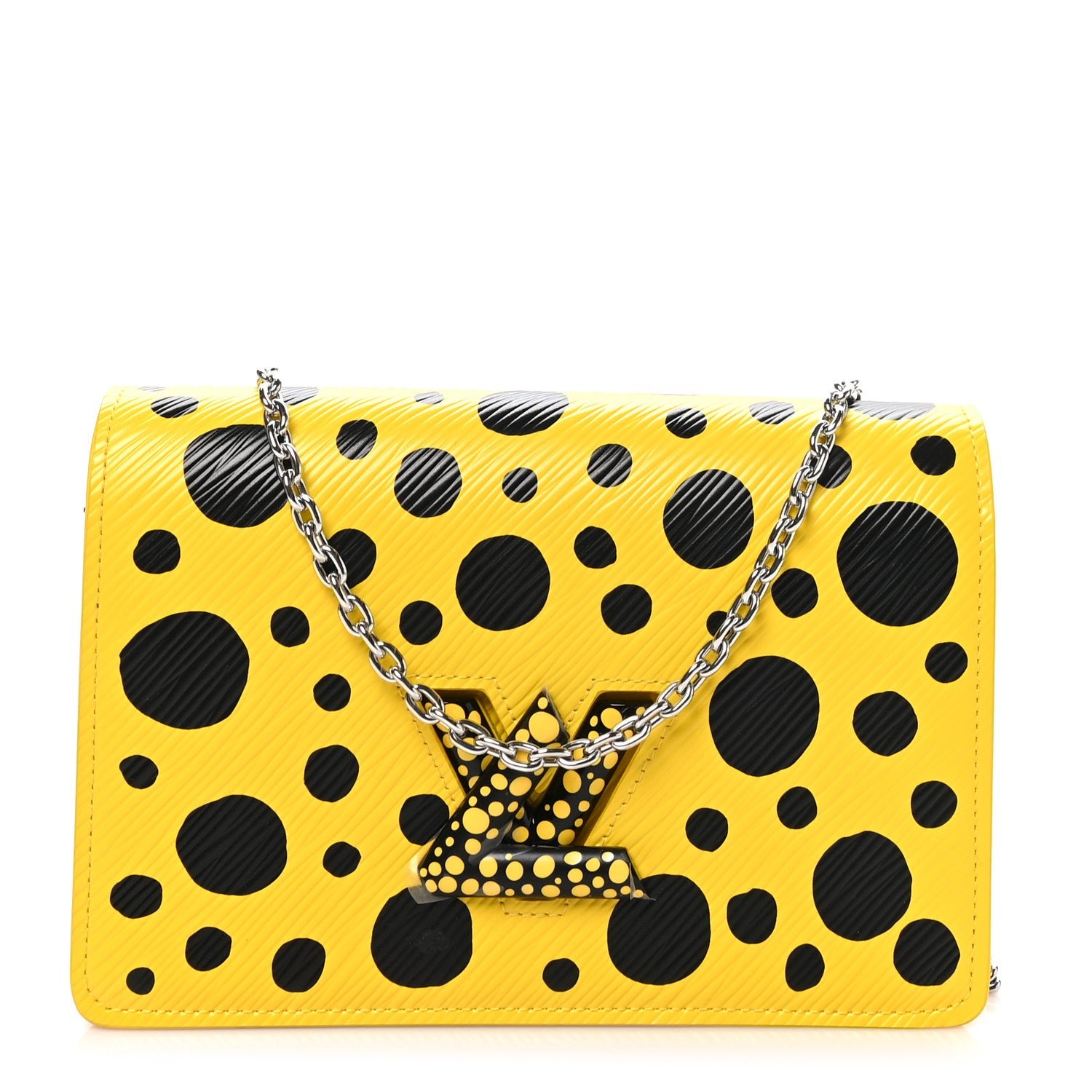 Louis Vuitton LV x YK Epi Infinity Dots Twist Belt Chain Wallet Yellow Black