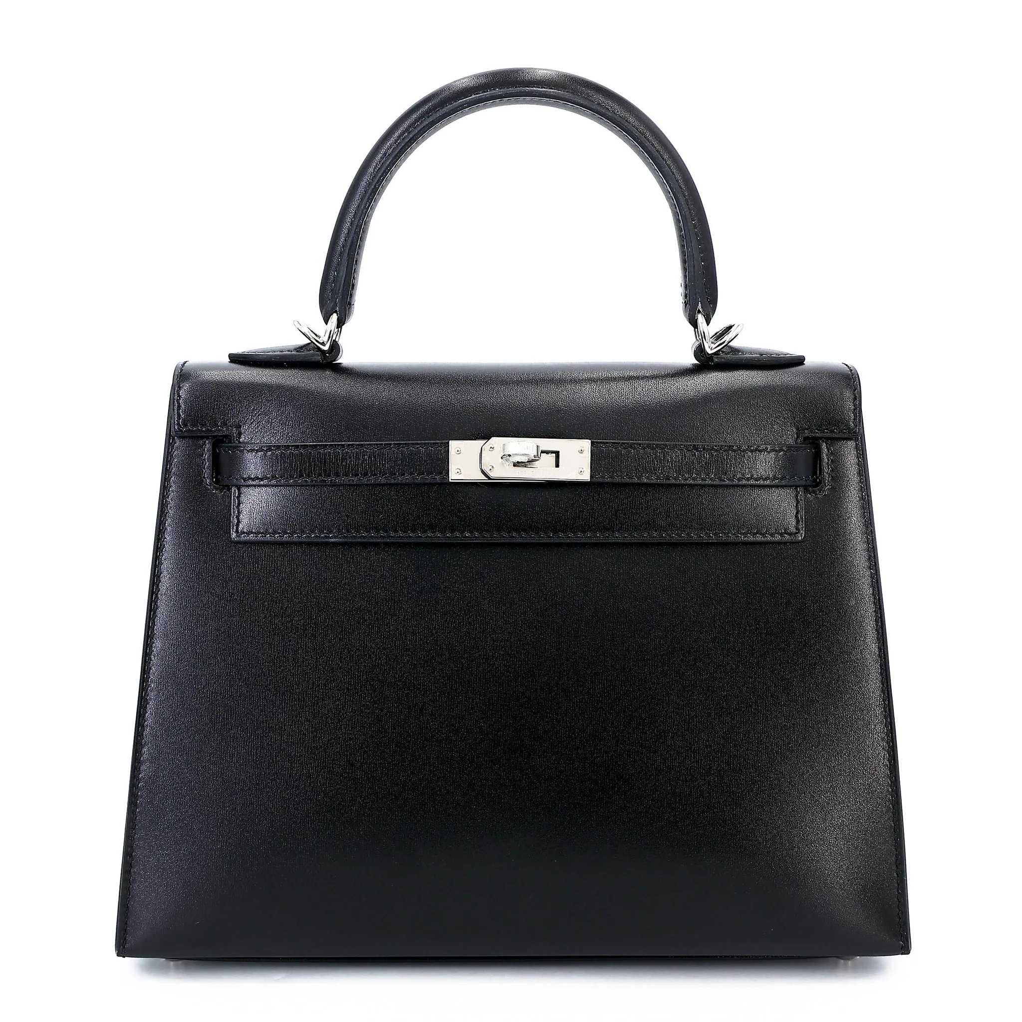 Excellent ( Rank SA ) HERMÈS Kelly 25 Sellier Noir (89) Box-calf Palladium hardware K (2025)