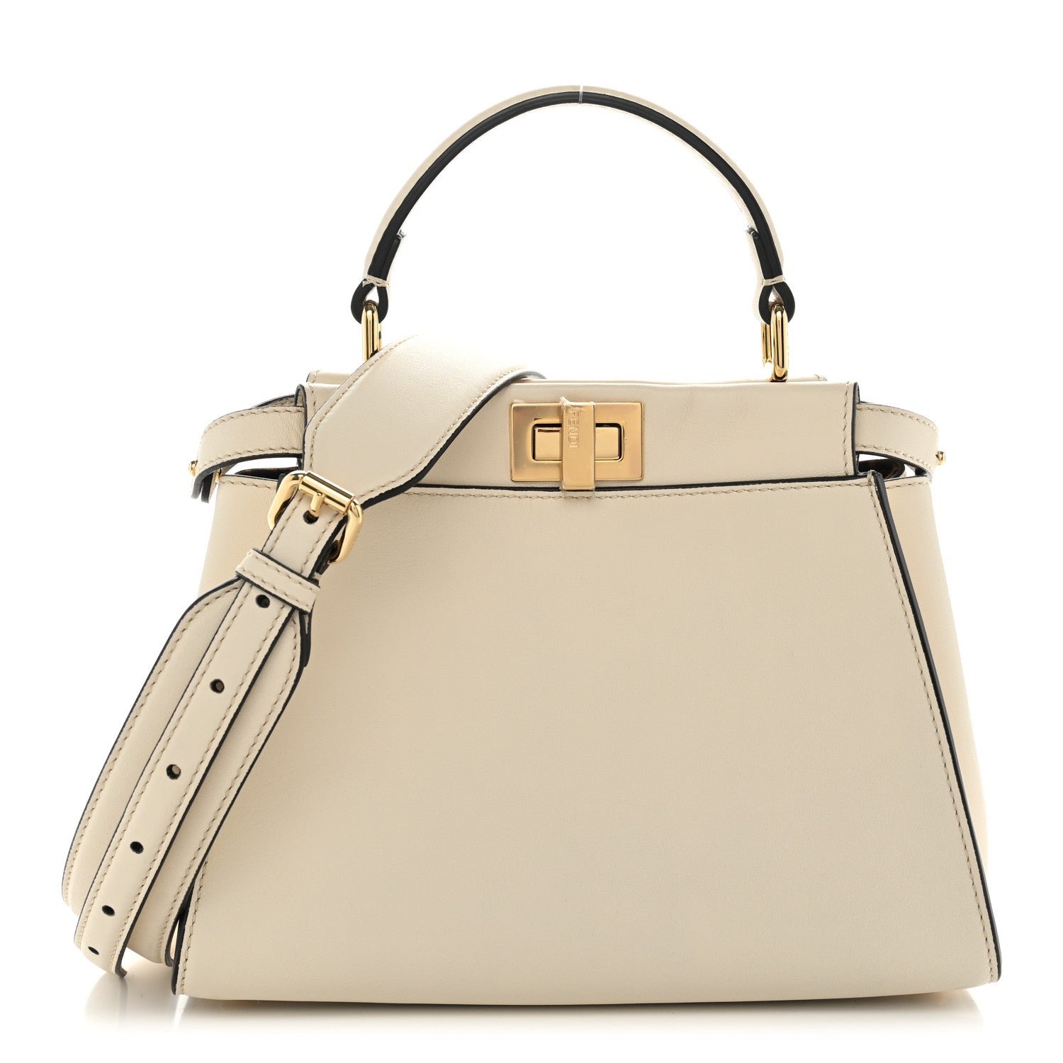 Fendi Vitello Seta Suede FF Mini Peekaboo Iconic Satchel Uovo Sigaro Marrone