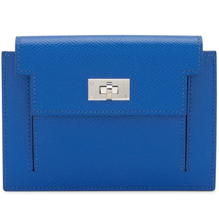Bleu France Epsom Kelly Pocket Compact Wallet Palladium Hardware, 2022