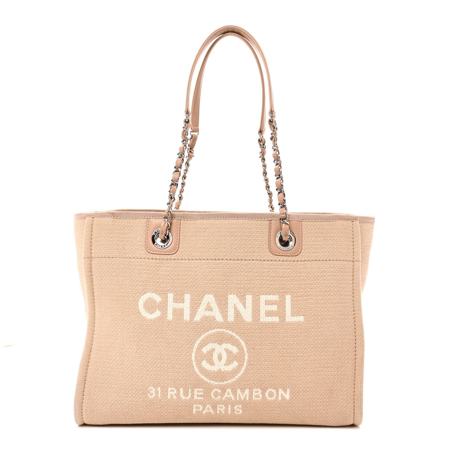 Chanel Mixed Fibers Small Deauville Tote Beige