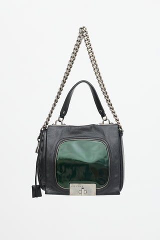 Leather Turnlock Chain Bag