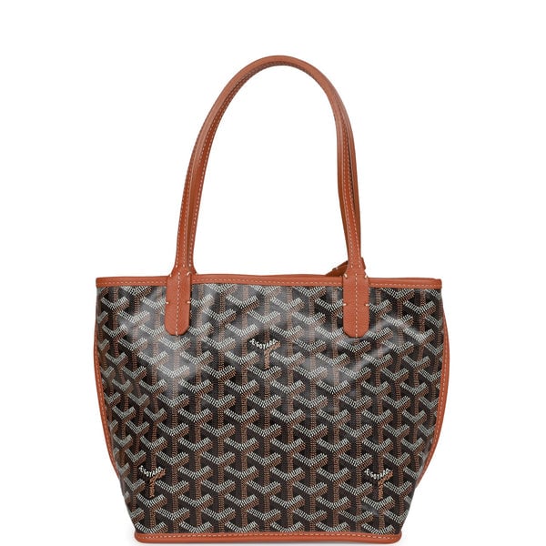 Goyard Goyard Goyardine Black Anjou Mini Tote Bag Palladium Hardware