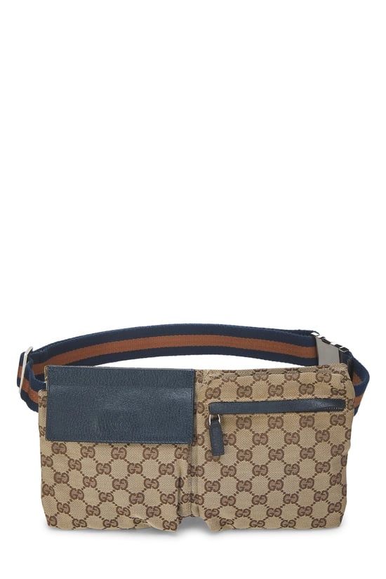 Original GG Canvas Web Double Pocket Waist Pouch