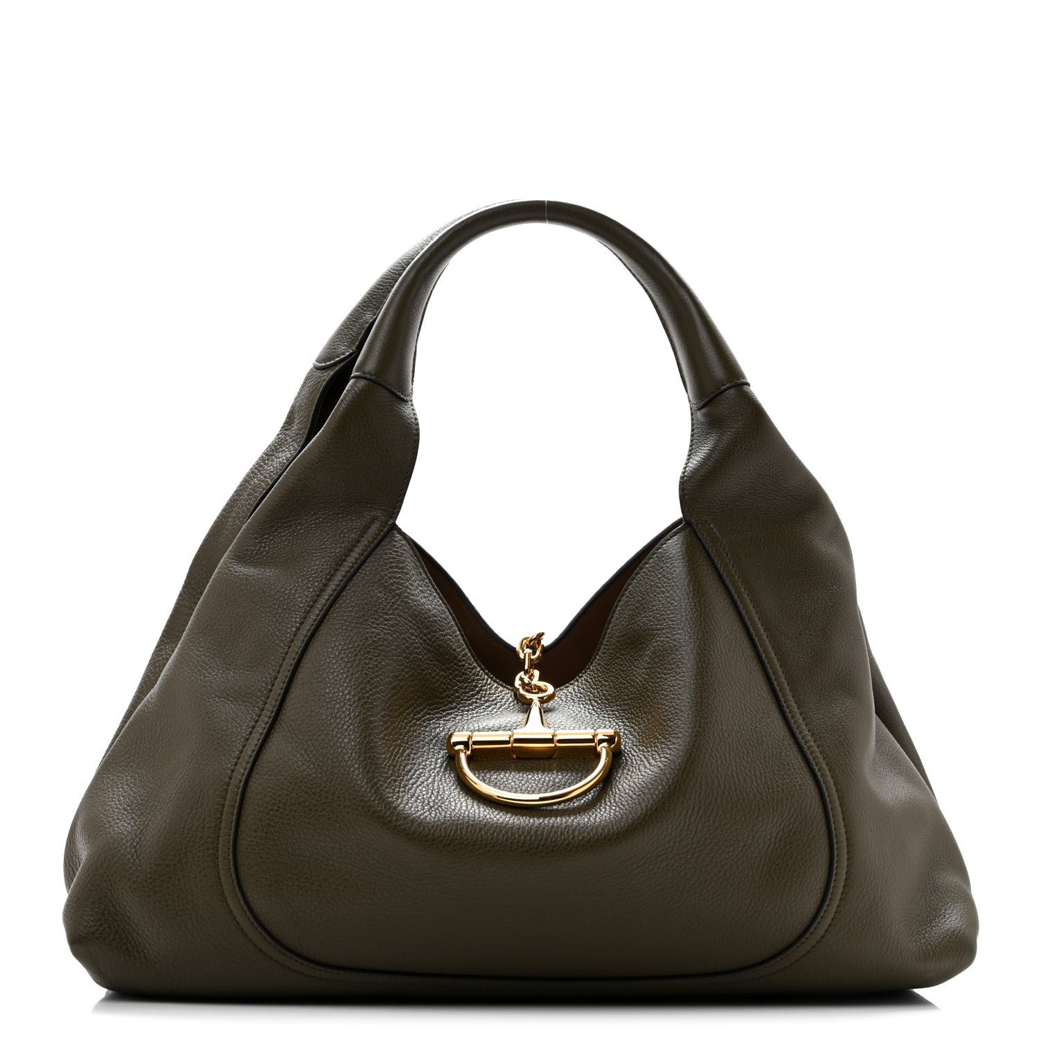 Gucci Grained Calfskin Softbit Maxi Shoulder Bag Forest Green