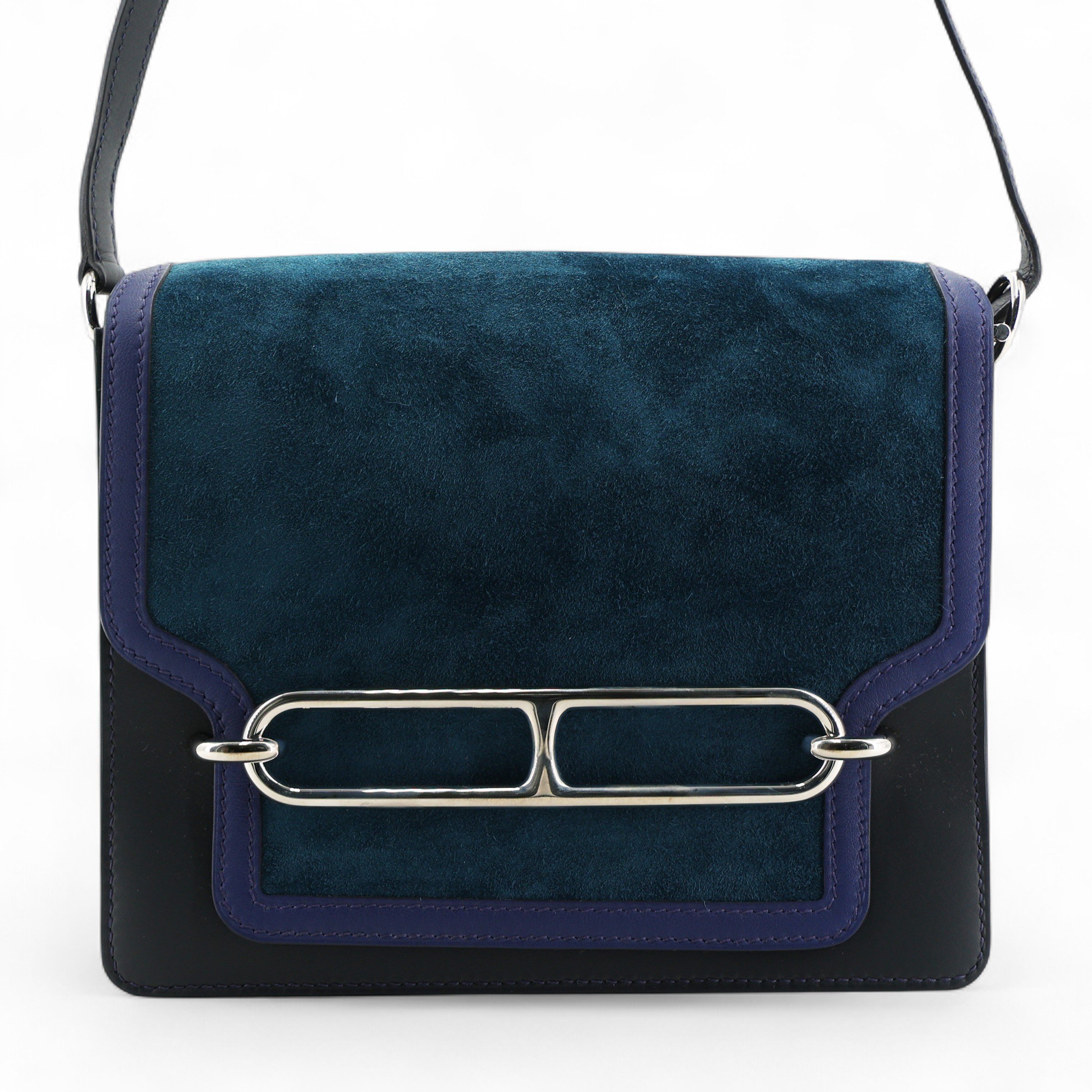 Excellent ( Rank SA ) HERMÈS Roulis 23 Bleu Ocean (Z7) Bleu Saphir (73) Navy (7U) Doblis Suede Swift Sombrero Palladium hardware T (2015)
