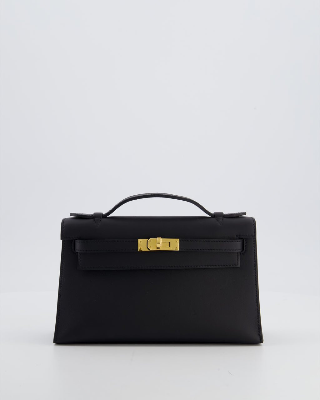 *SUPER RARE* Hermès Mini Kelly Pochette Bag in Noir Swift Leather with Gold Hardware