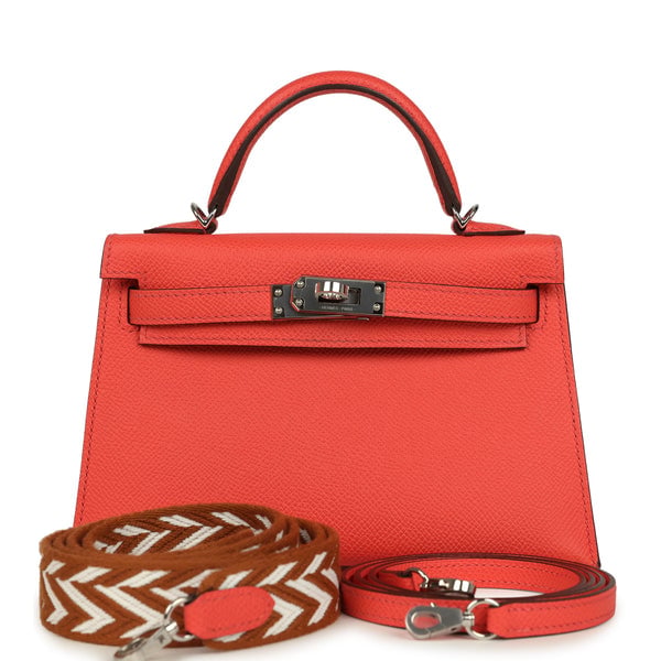 Hermes Pre-owned Hermes Kelly Sellier 20 Rose Texas Epsom Palladium Hardware