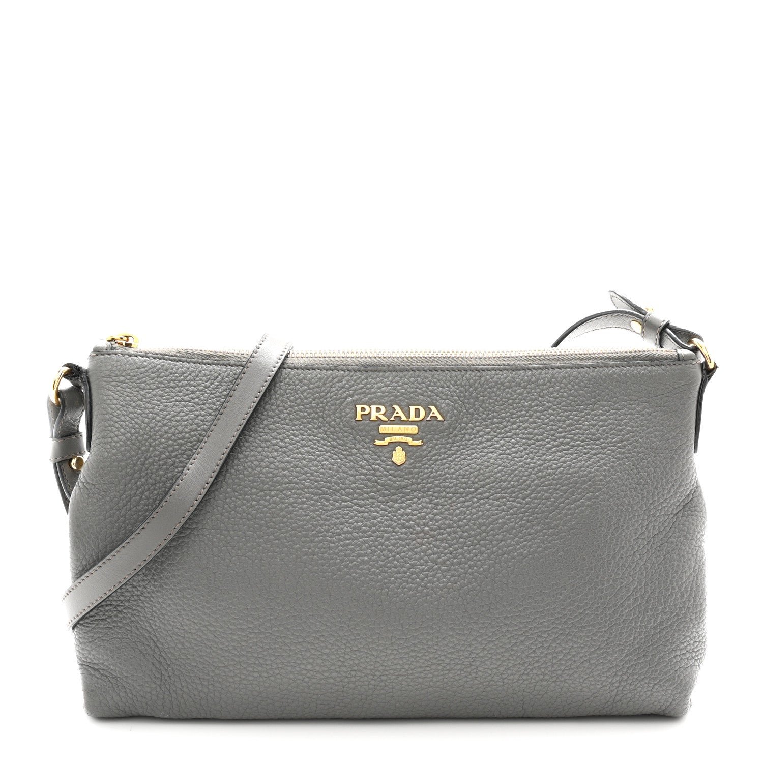 Prada Vitello Phenix Zippered Shoulder Bag Marmo