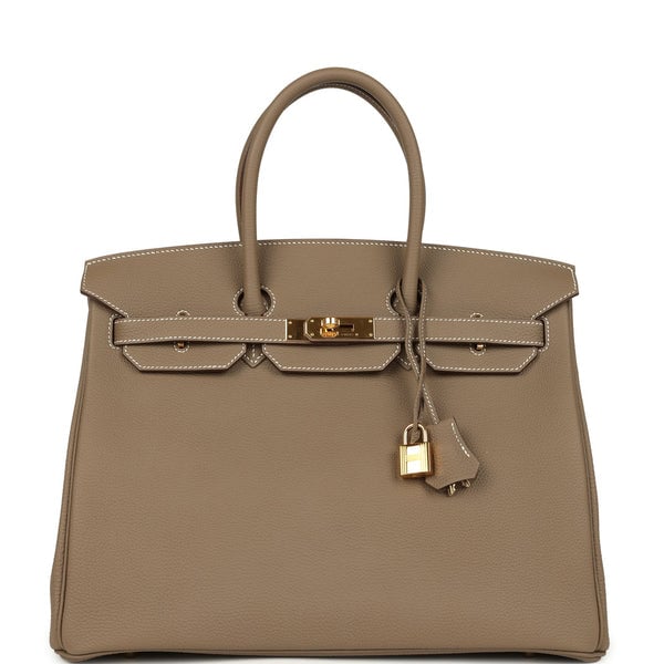 Hermes Pre-owned Hermes Birkin 35 Etoupe Togo Gold Hardware