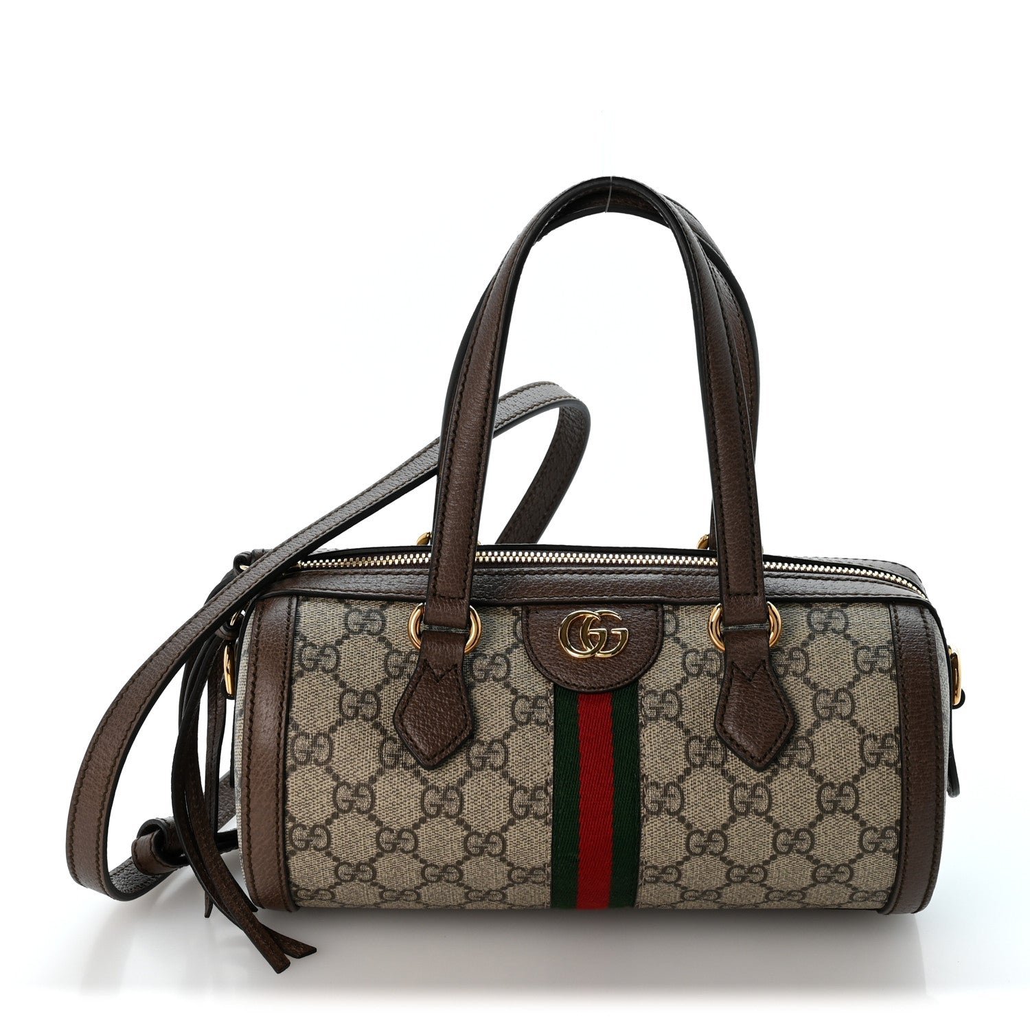 Gucci GG Supreme Monogram Web Small Ophidia Boston Bag  Beige New Acero