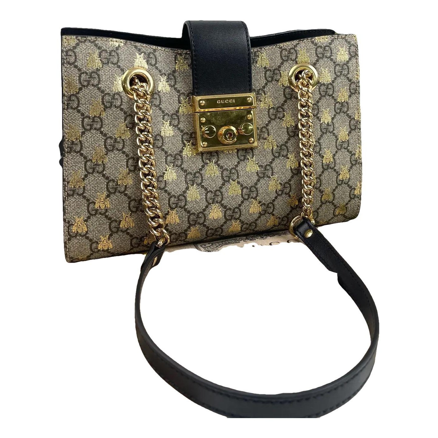 Padlock leather handbag