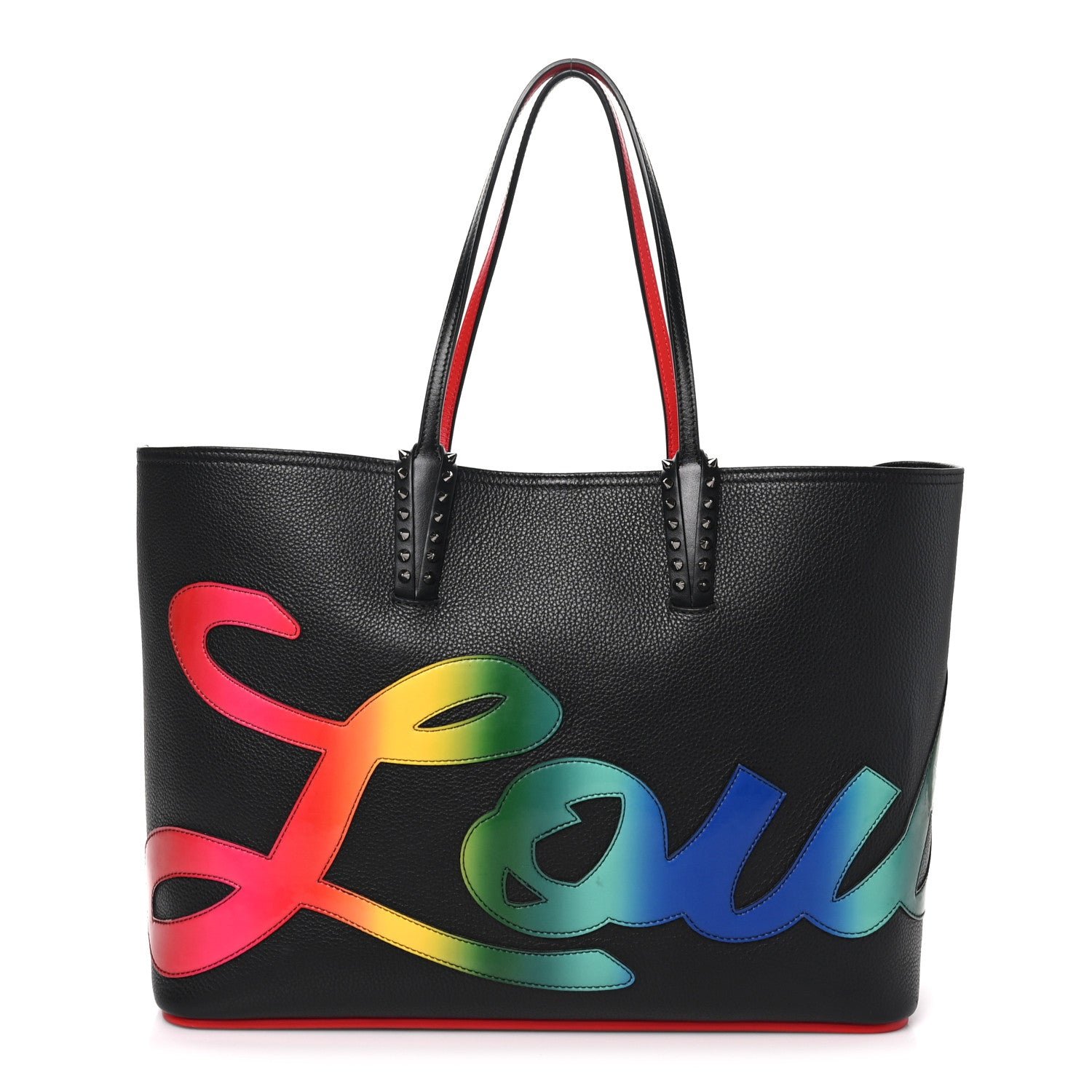 Christian Louboutin Christian Louboutin Calfskin Patent Logo Spikes East West Cabata Tote Multicolor