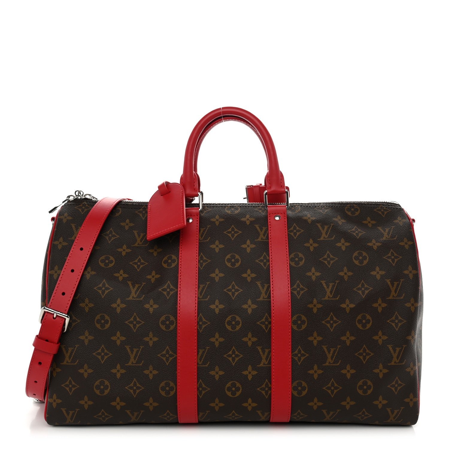 Louis Vuitton Monogram Macassar LV Colormania Keepall Bandouliere 45 Sari Red