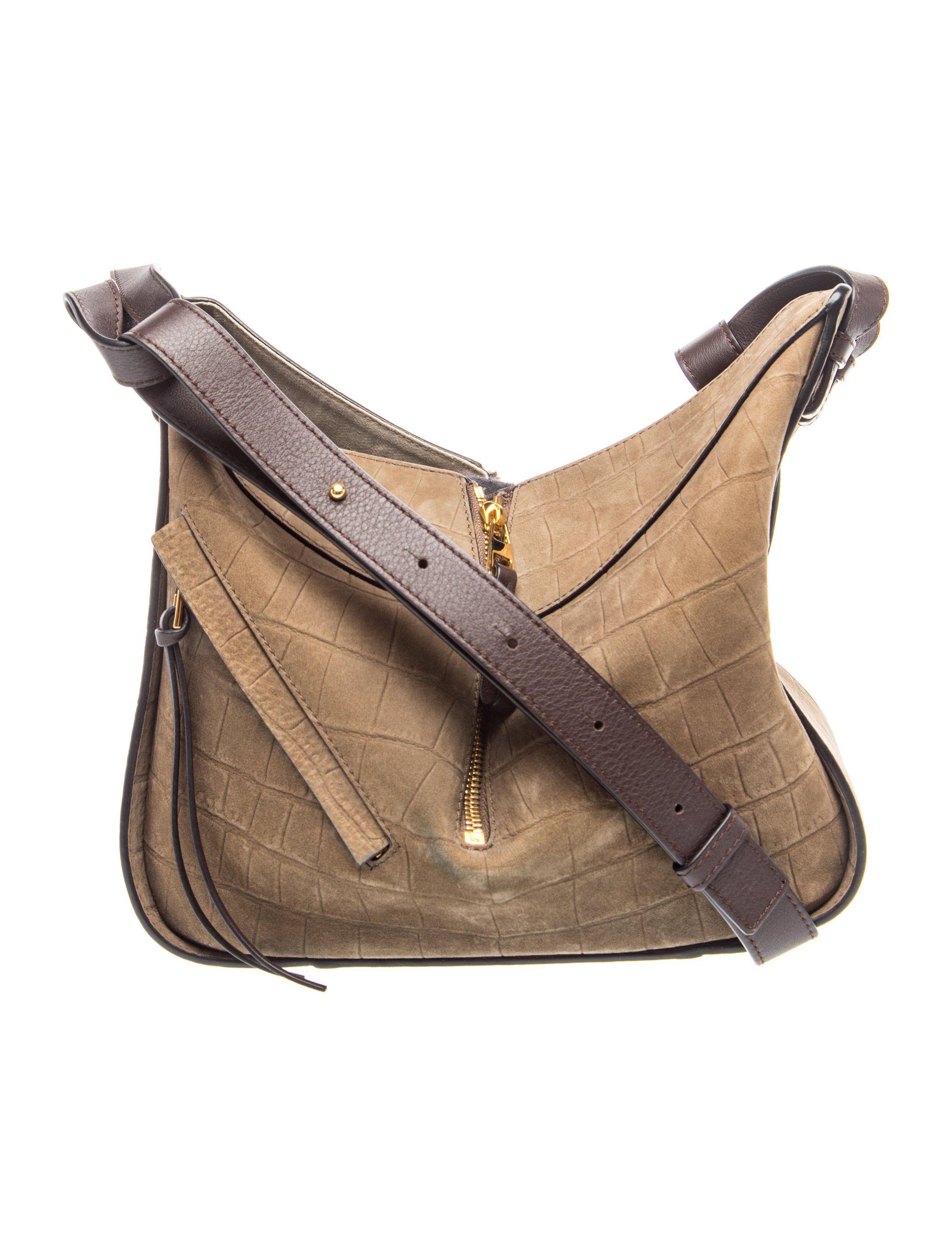 Loewe Suede Hammock Small Mock Croc Suede Shoulder Bag