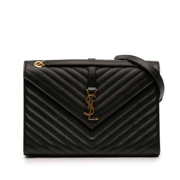 Calf Leather Large Chevron Grain de Poudre Monogram Envelope Bag