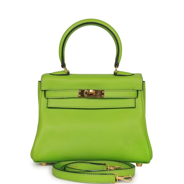 Hermes Vintage Hermes Kelly Retourne 20 Vert Cru Gulliver Gold Hardware