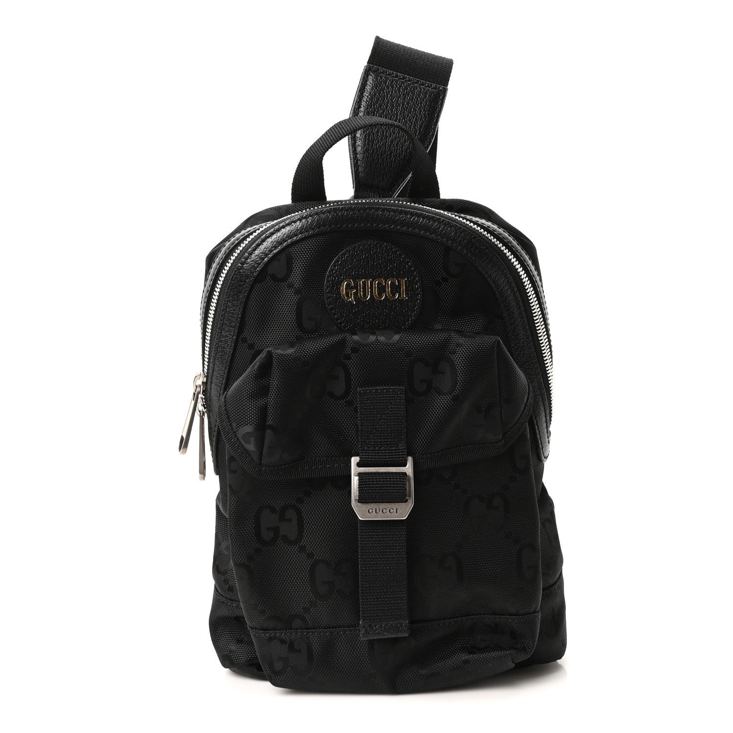 Gucci Econyl Nylon Monogram Off The Grid Sling Backpack Black