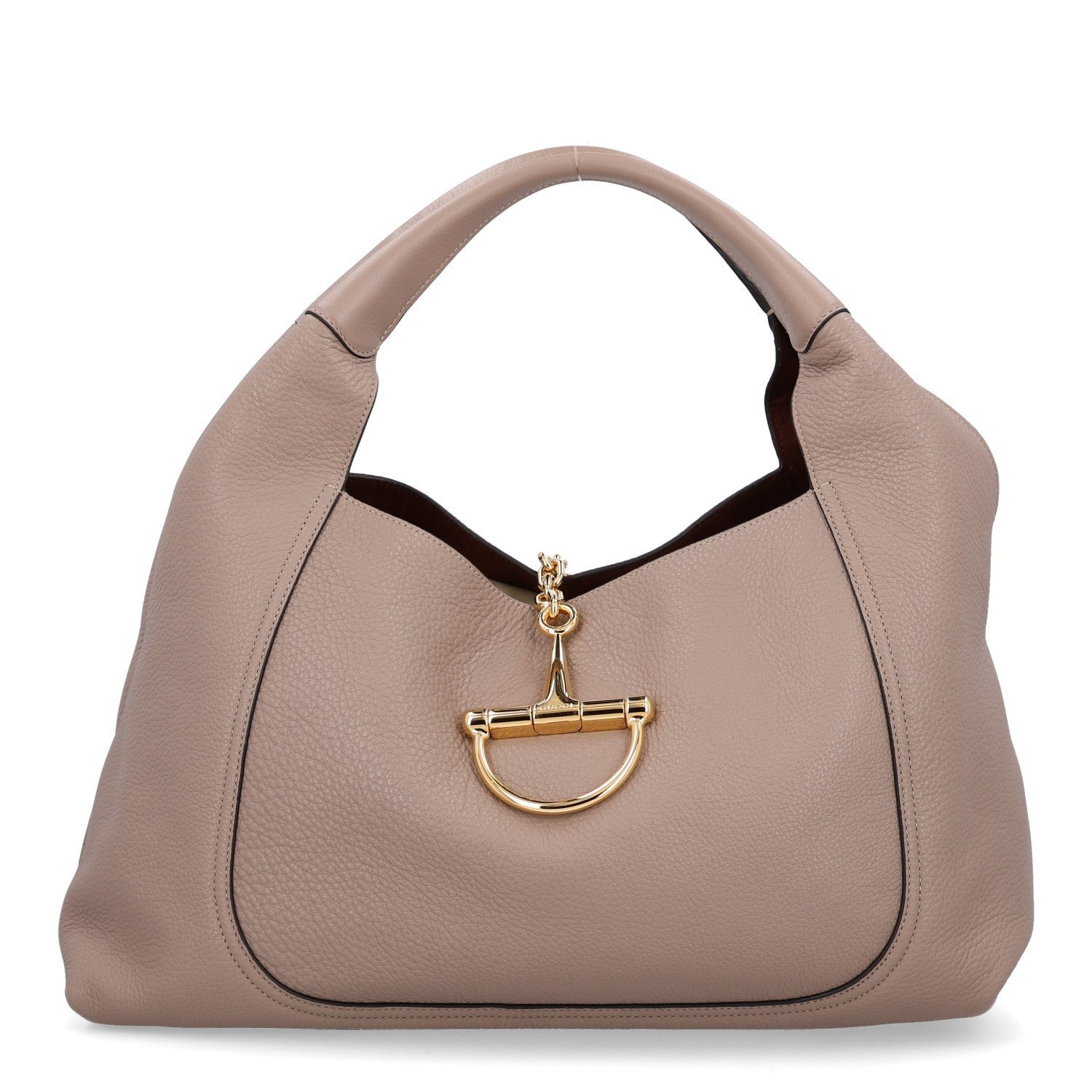 Gucci Grained Calfskin Softbit Maxi Shoulder Bag Taupe