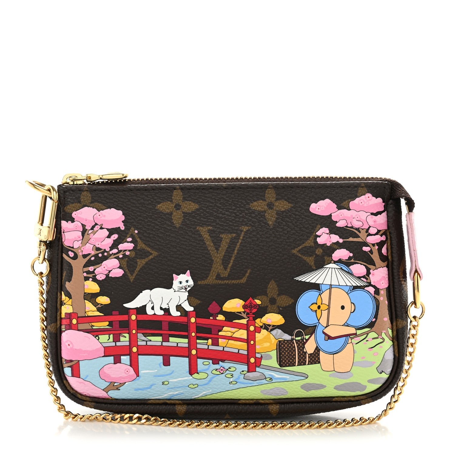 Louis Vuitton Monogram 2021 Christmas Animation Japanese Garden Mini Pochette Accessories Wisteria Pink