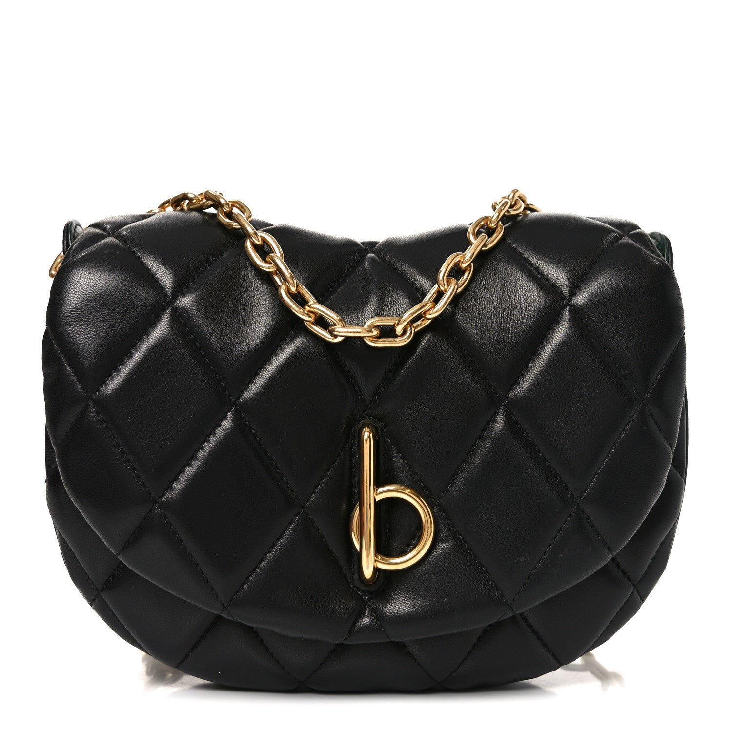 Burberry Lambskin Quilted Rocking Horse Shoulder Bag Black