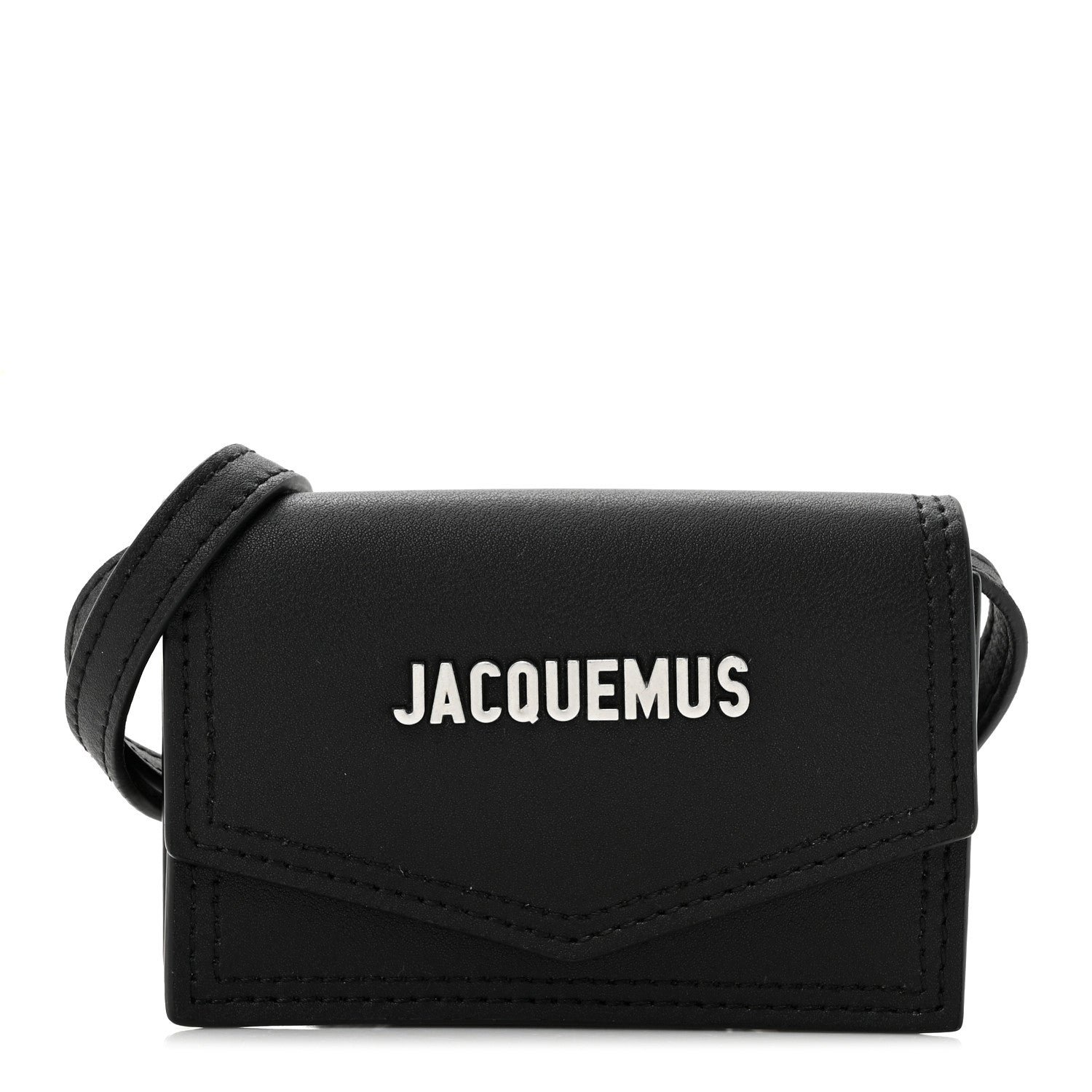 Jacquemus Smooth Calfskin Le Porte Azur Envelope Wallet Black