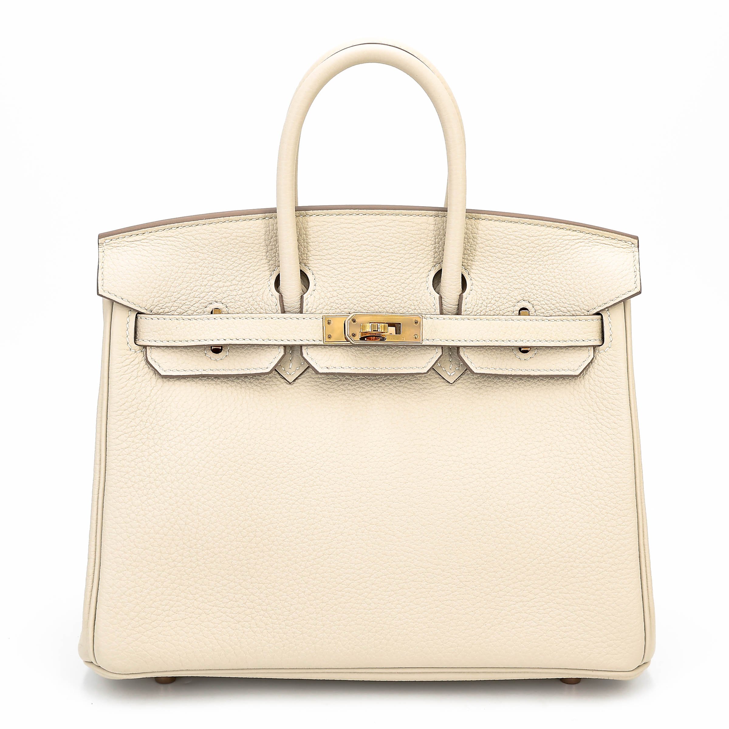 Excellent ( Rank SA ) HERMÈS Birkin 25 Craie (10) Togo Rose Gold hardware Z (2021)