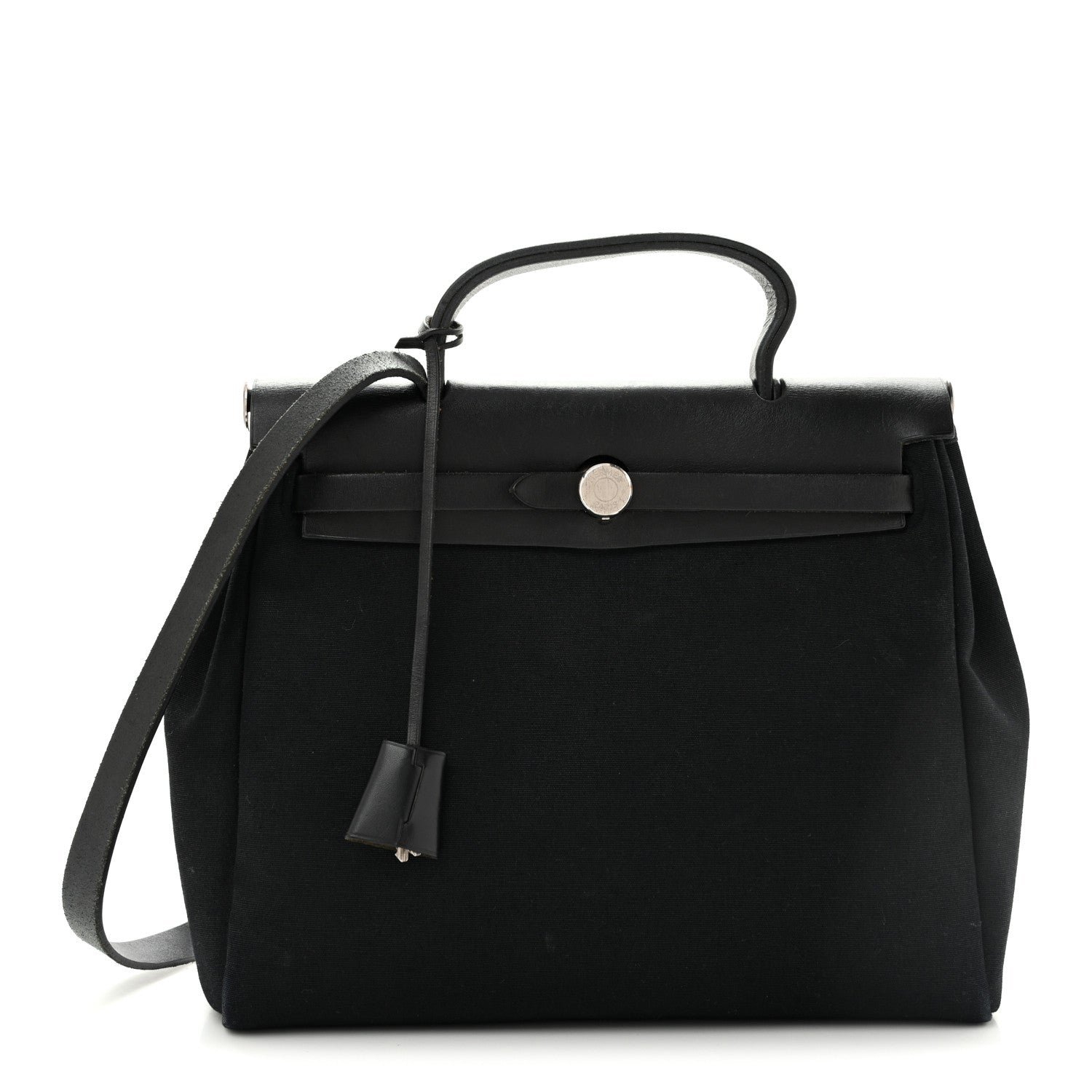 Hermes Toile Vache Calfskin Herbag 30 PM Natural Black