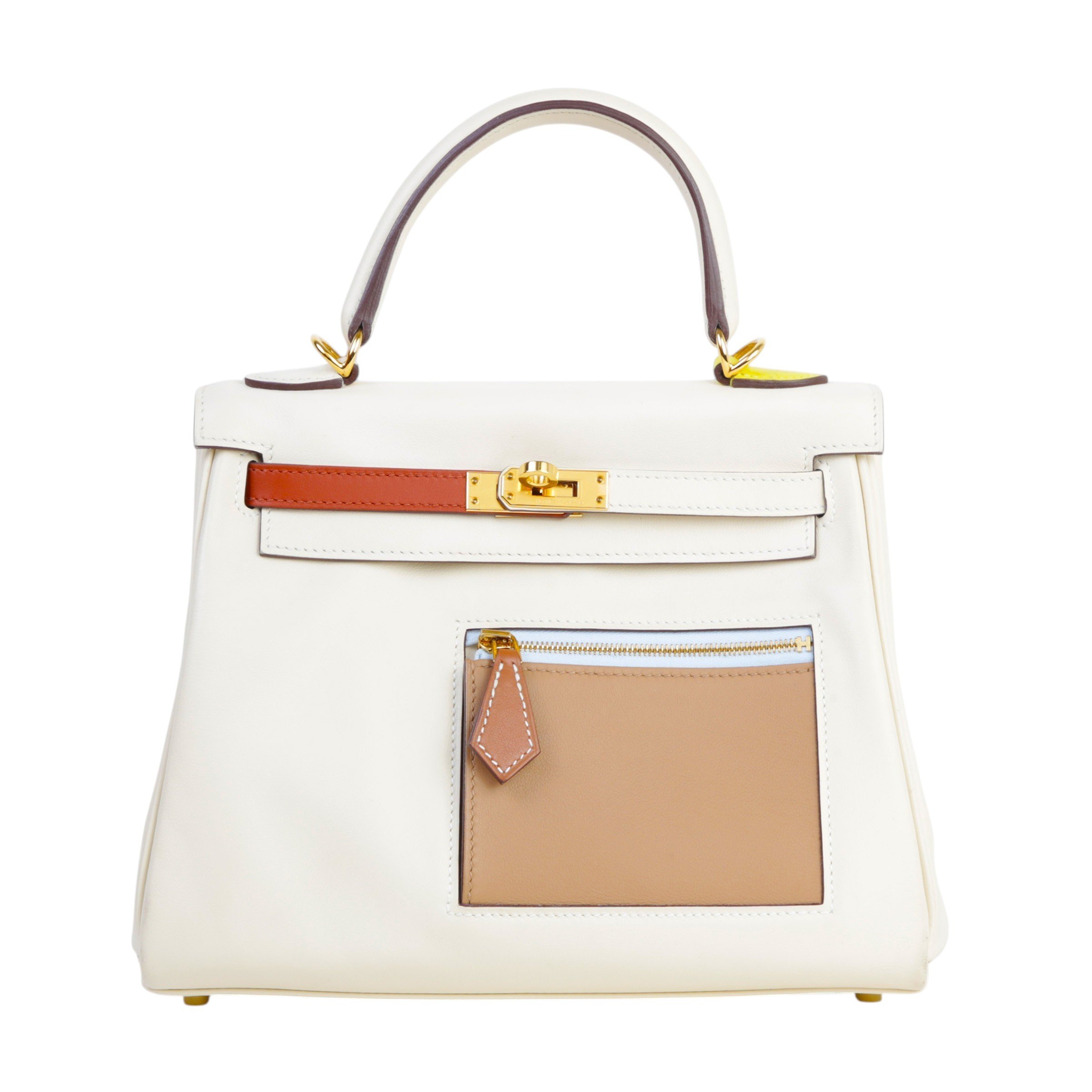 Hermes Good ( Rank AB) HERMÈS Kelly 25 Colormatic Nata (I2) Cuivre (6C) Lime (9R) Mauve Sylvestre (X9) Bleu Brume (T0) Swift Gold hardware U (2022)
